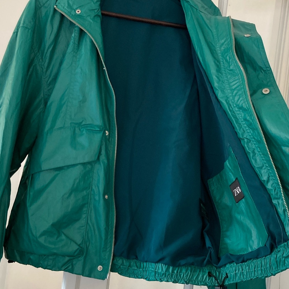 Zara Coated Windbreaker/Rain Jacket Style Bomber Jacket - Picture 10 of 16